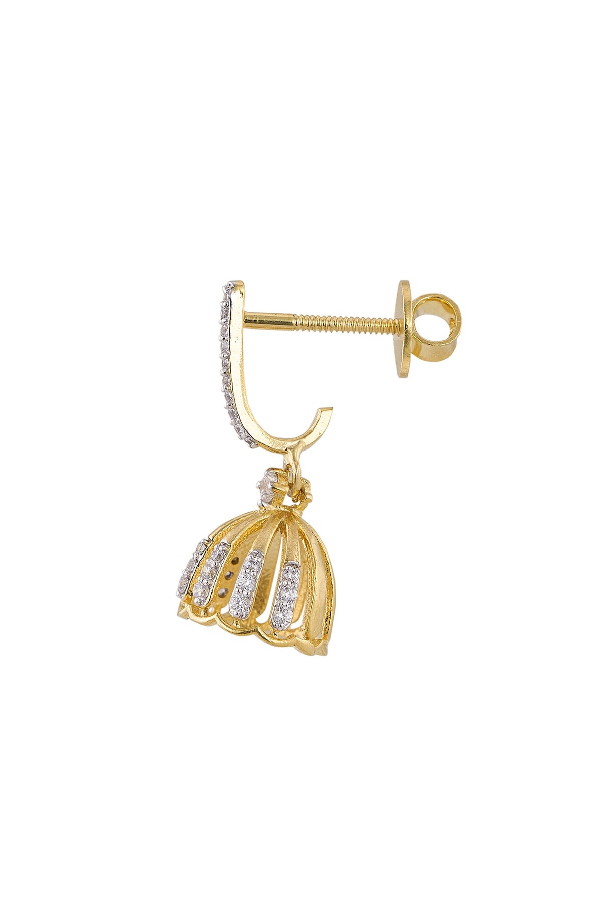 Gold Rhodium Plated Zircon Dangler Earrings In Sterling Silver