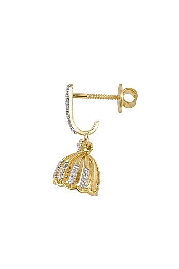 Gold Rhodium Plated Zircon Dangler Earrings In Sterling Silver
