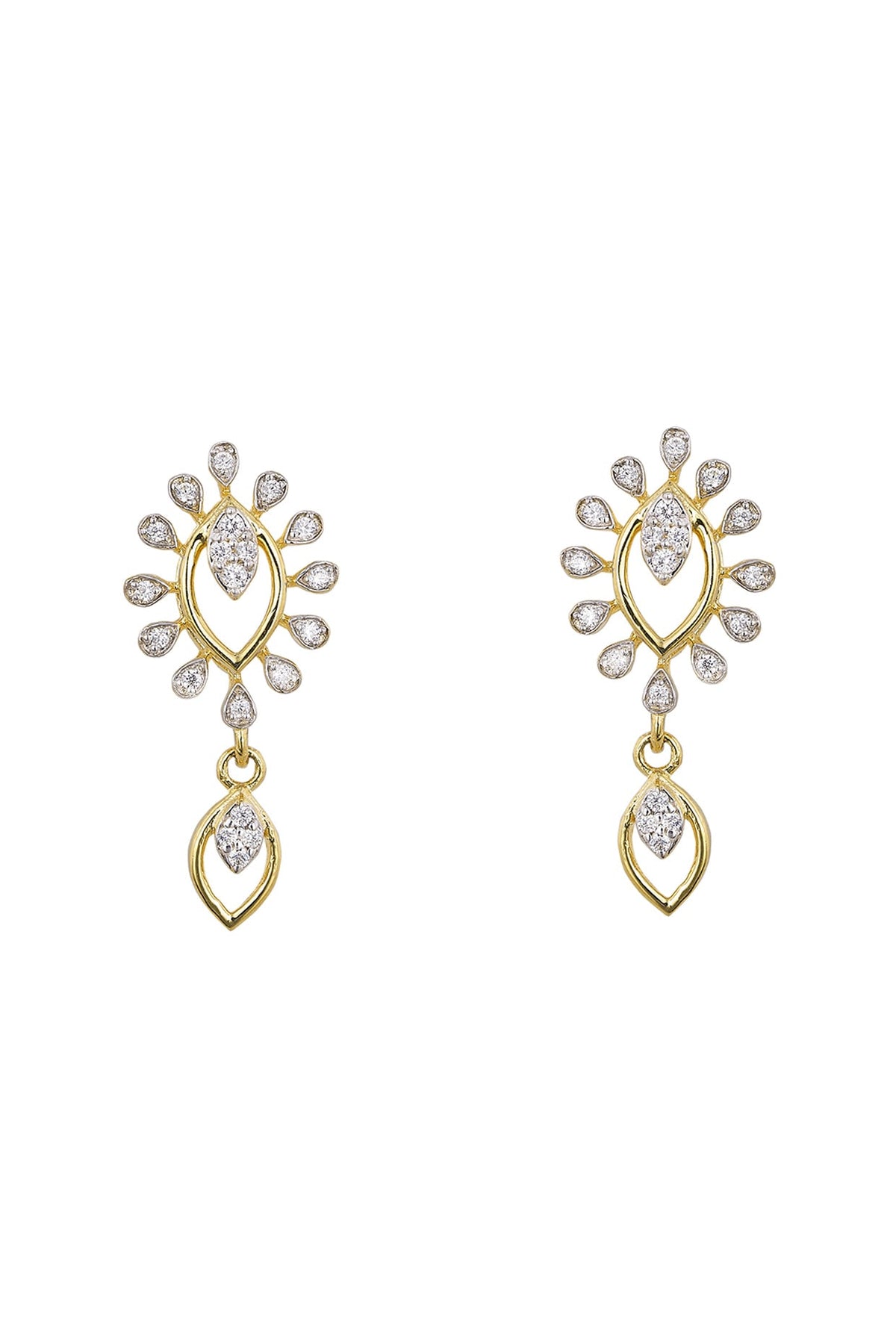 Gold Rhodium Plated Zircon Dangler Earrings In Sterling Silver