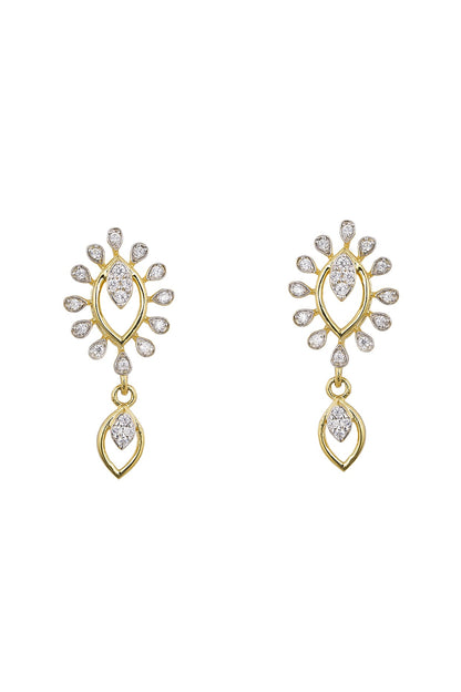 Gold Rhodium Plated Zircon Dangler Earrings In Sterling Silver