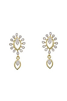 Gold Rhodium Plated Zircon Dangler Earrings In Sterling Silver