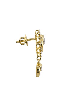 Gold Rhodium Plated Zircon Dangler Earrings In Sterling Silver