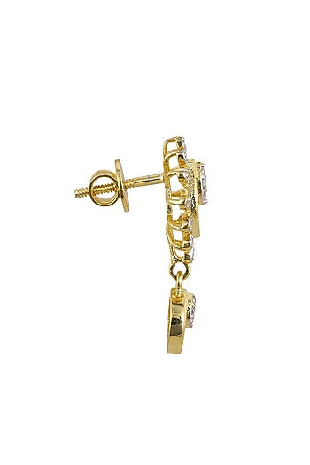 Gold Rhodium Plated Zircon Dangler Earrings In Sterling Silver