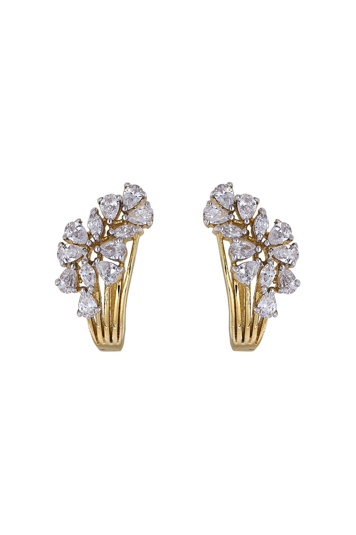 Gold Rhodium Plated Zircon Stud Earrings In Sterling Silver