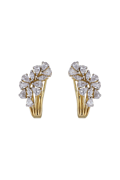 Gold Rhodium Plated Zircon Stud Earrings In Sterling Silver