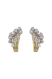 Gold Rhodium Plated Zircon Stud Earrings In Sterling Silver