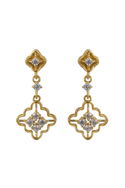 Gold Rhodium Plated Zircon Dangler Earrings In Sterling Silver