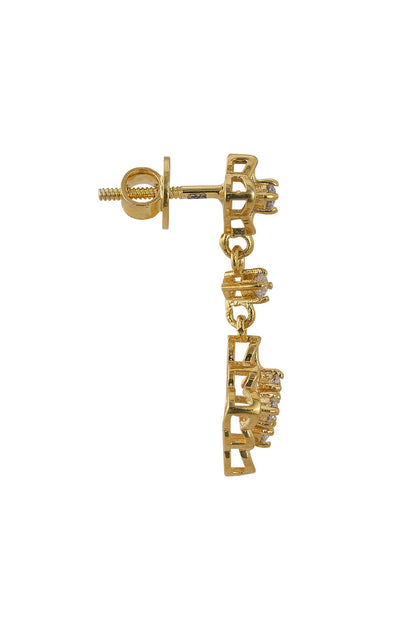 Gold Rhodium Plated Zircon Dangler Earrings In Sterling Silver