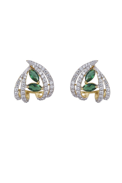Gold Rhodium Plated Zircon Stud Earrings In Sterling Silver