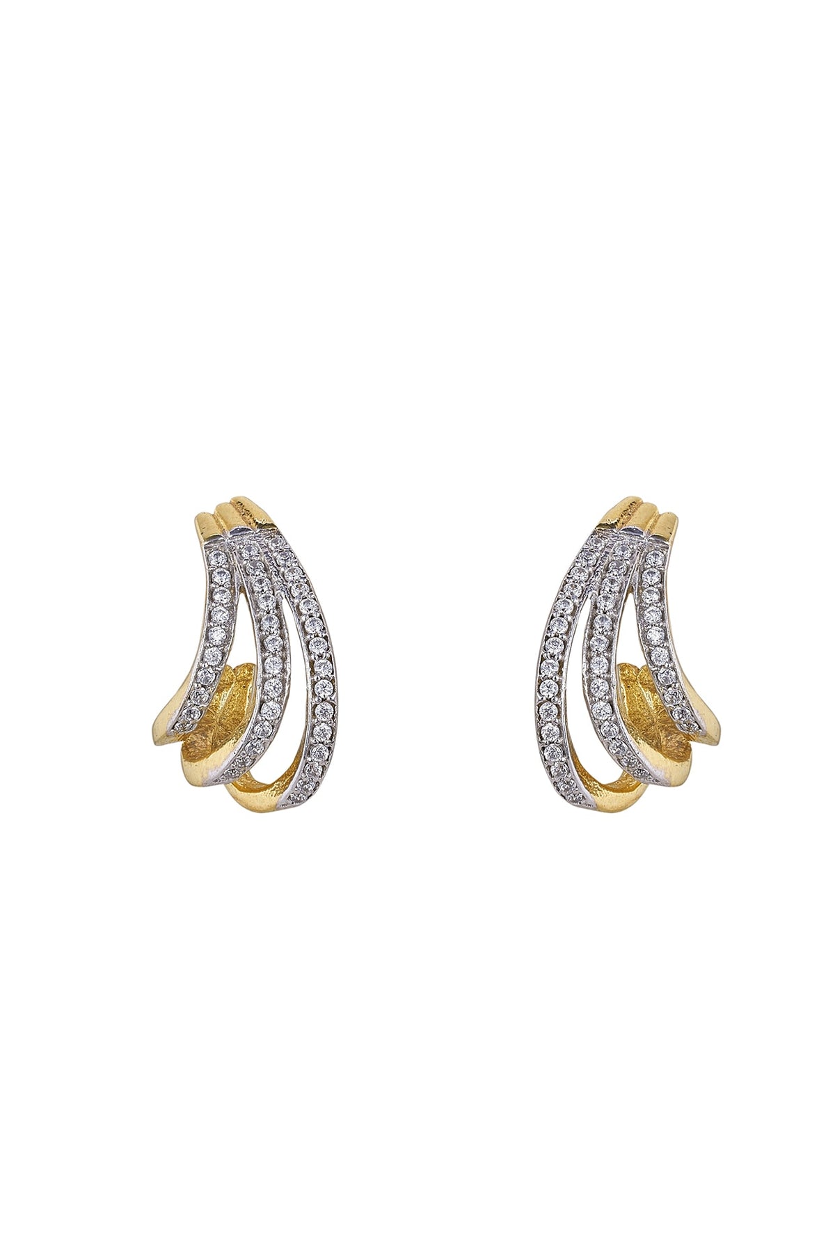 Gold Rhodium Plated Zircon Stud Earrings In Sterling Silver