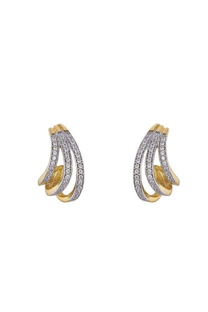 Gold Rhodium Plated Zircon Stud Earrings In Sterling Silver