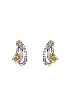 Gold Rhodium Plated Zircon Stud Earrings In Sterling Silver