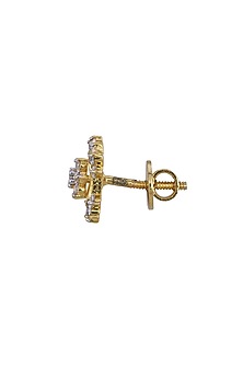 Gold Rhodium Plated Zircon Stud Earrings In Sterling Silver