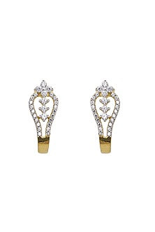 Gold Rhodium Plated Zircon Stud Earrings In Sterling Silver
