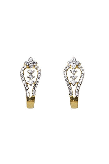Gold Rhodium Plated Zircon Stud Earrings In Sterling Silver