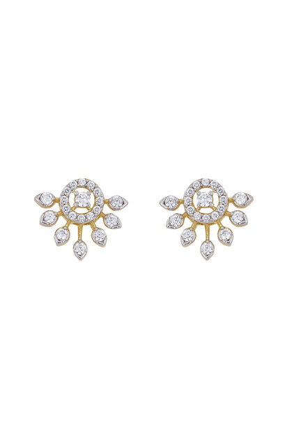 Gold Rhodium Plated Zircon Stud Earrings In Sterling Silver