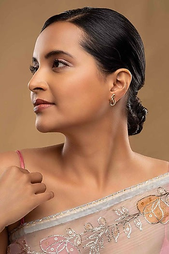 Gold Rhodium Plated Zircon Stud Earrings In Sterling Silver