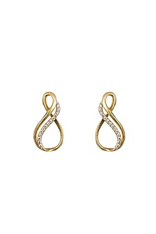 Gold Rhodium Plated Zircon Stud Earrings In Sterling Silver