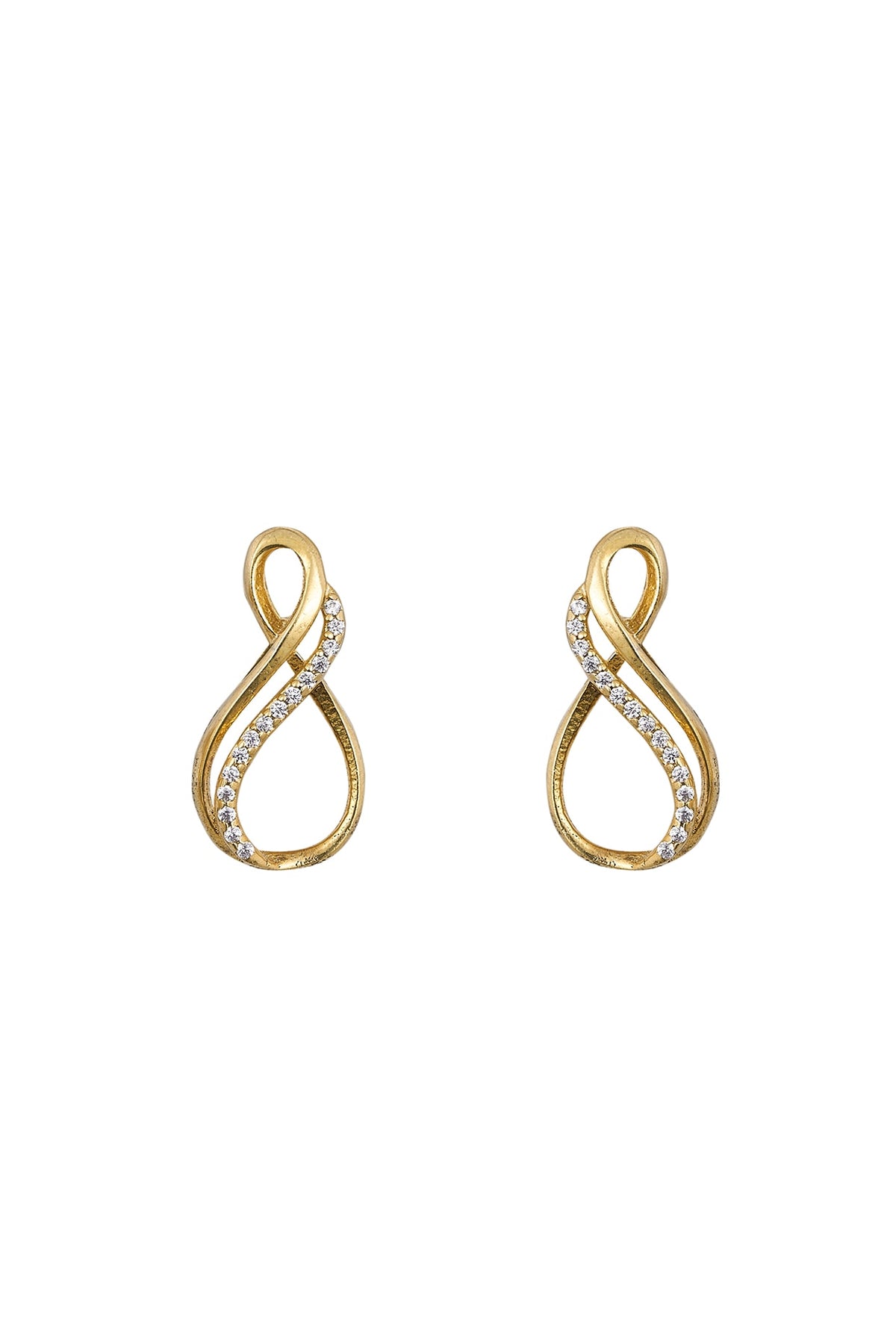 Gold Rhodium Plated Zircon Stud Earrings In Sterling Silver