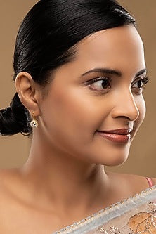 Gold Rhodium Plated Zircon Dangler Earrings In Sterling Silver