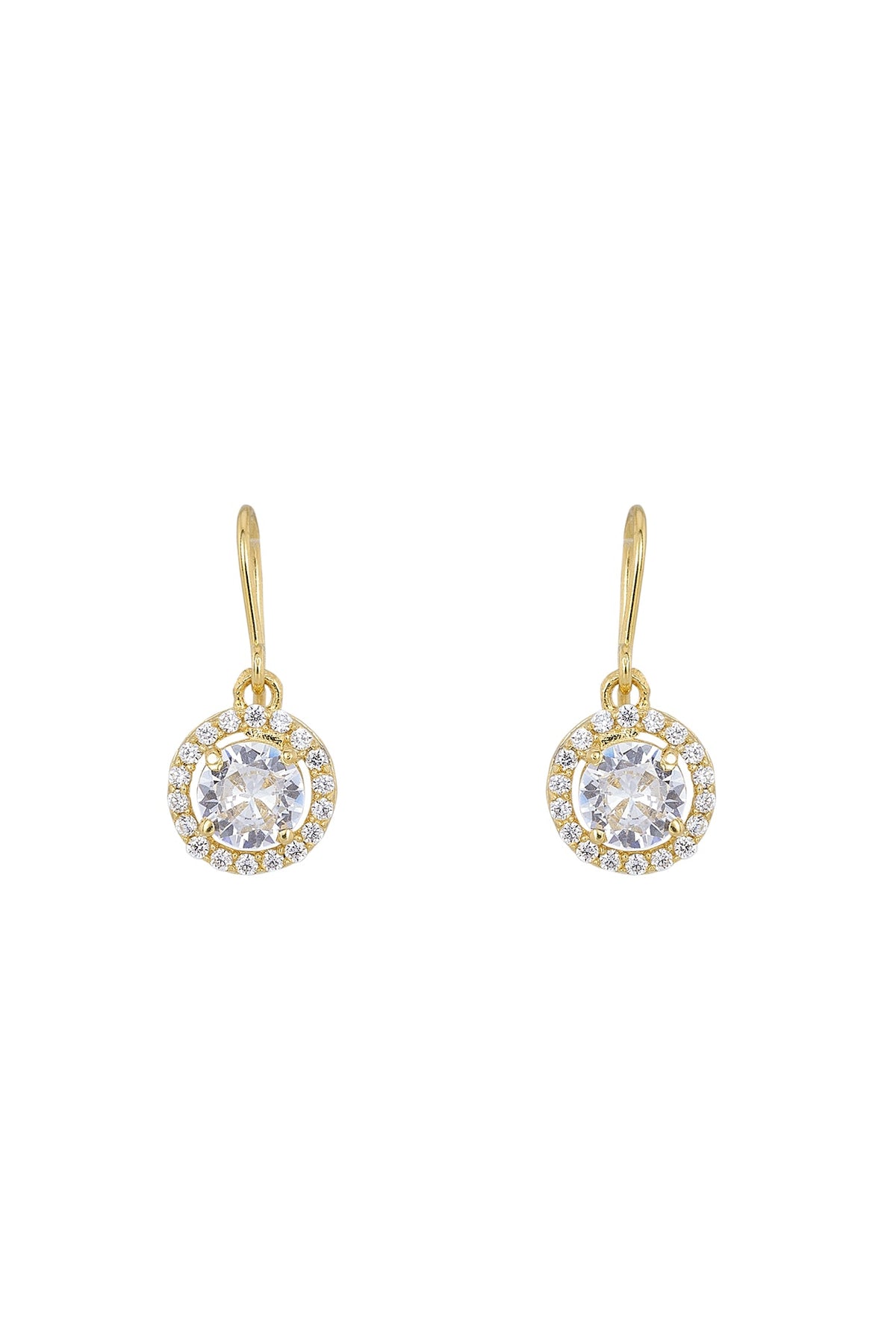 Gold Rhodium Plated Zircon Dangler Earrings In Sterling Silver