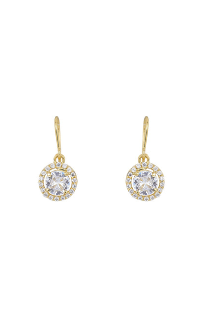 Gold Rhodium Plated Zircon Dangler Earrings In Sterling Silver