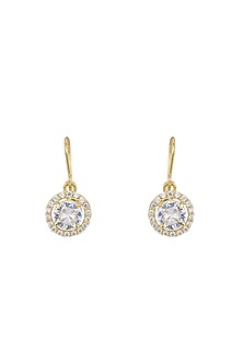 Gold Rhodium Plated Zircon Dangler Earrings In Sterling Silver