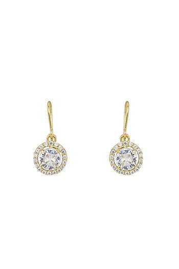 Gold Rhodium Plated Zircon Dangler Earrings In Sterling Silver