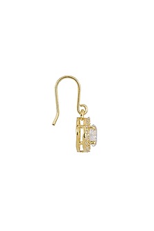 Gold Rhodium Plated Zircon Dangler Earrings In Sterling Silver