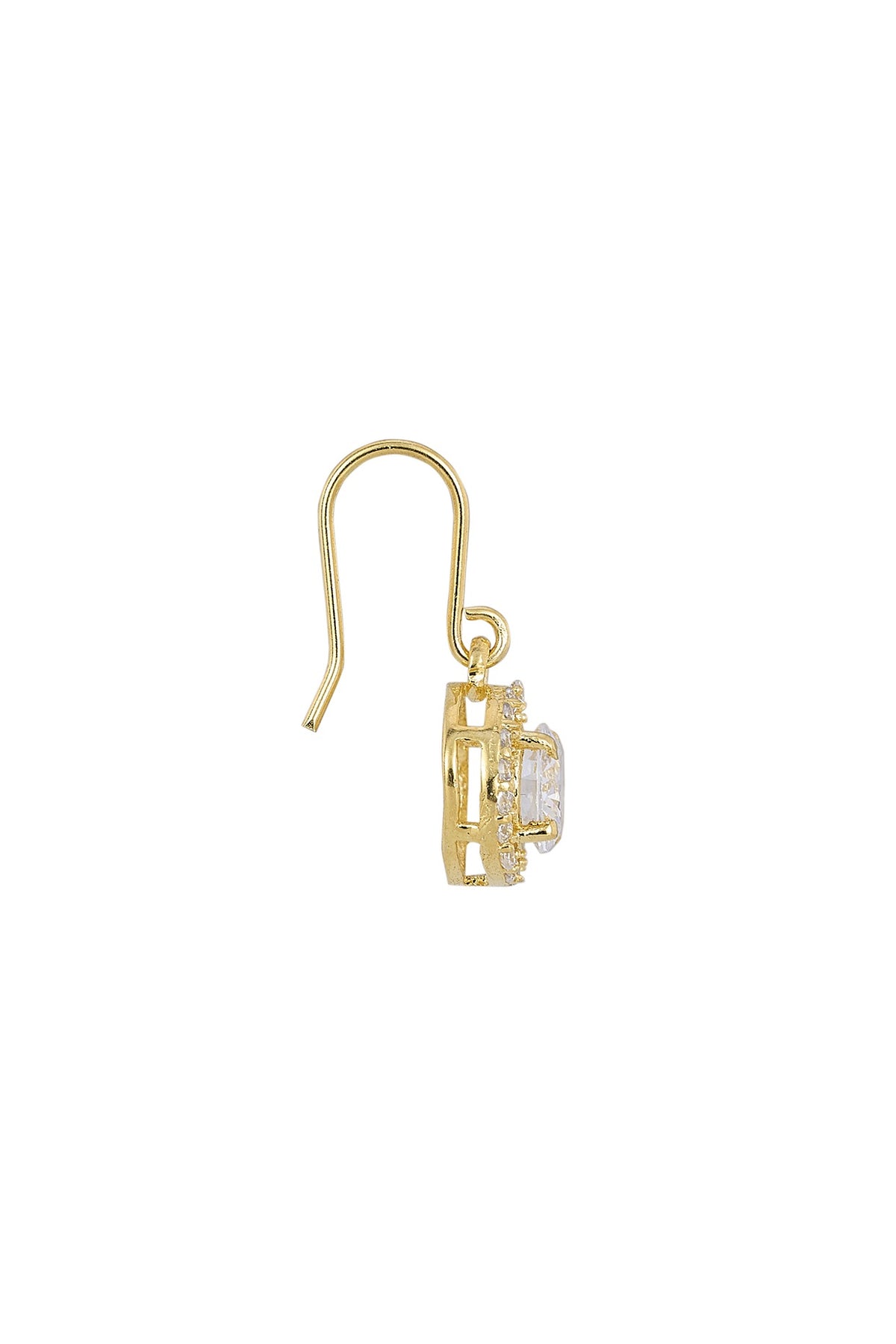 Gold Rhodium Plated Zircon Dangler Earrings In Sterling Silver