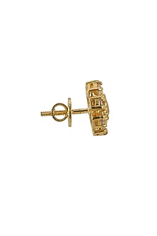 Gold Rhodium Plated Zircon Stud Earrings In Sterling Silver