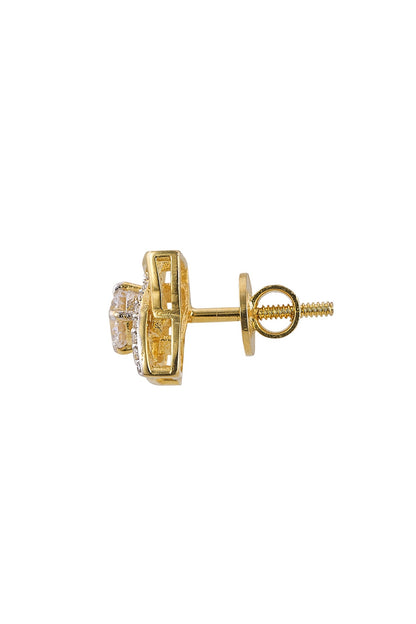 Gold Rhodium Plated Zircon Stud Earrings In Sterling Silver