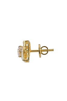 Gold Rhodium Plated Zircon Stud Earrings In Sterling Silver