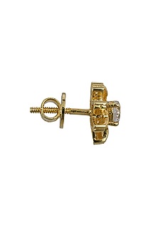 Gold Rhodium Plated Zircon Stud Earrings In Sterling Silver