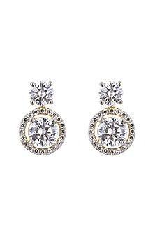 Gold Rhodium Plated Zircon Stud Earrings In Sterling Silver
