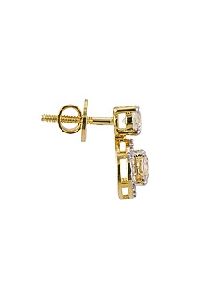 Gold Rhodium Plated Zircon Stud Earrings In Sterling Silver