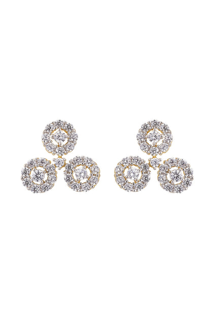 Gold Rhodium Plated Zircon Stud Earrings In Sterling Silver