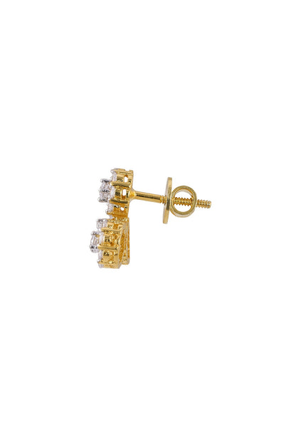 Gold Rhodium Plated Zircon Stud Earrings In Sterling Silver