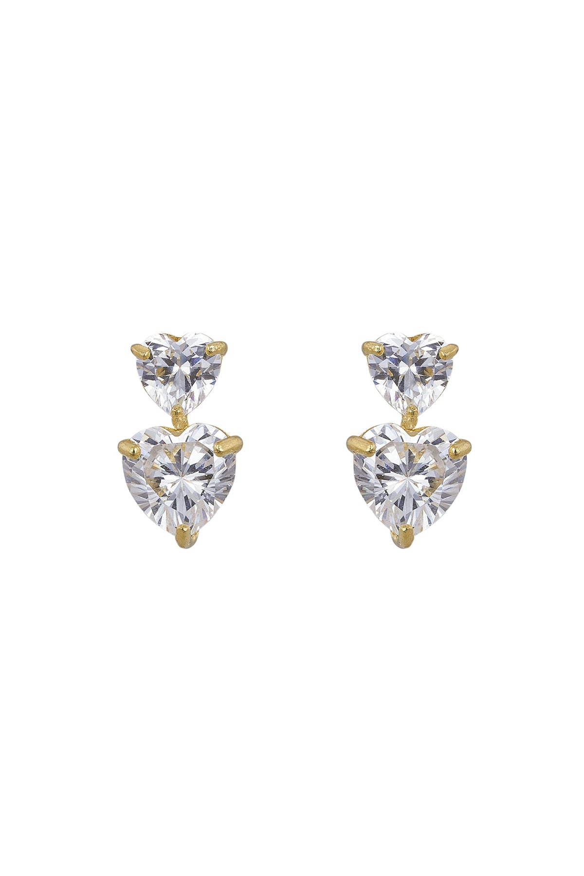Gold Rhodium Plated Zircon Stud Earrings In Sterling Silver