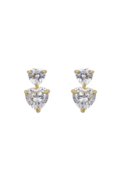 Gold Rhodium Plated Zircon Stud Earrings In Sterling Silver