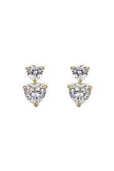 Gold Rhodium Plated Zircon Stud Earrings In Sterling Silver