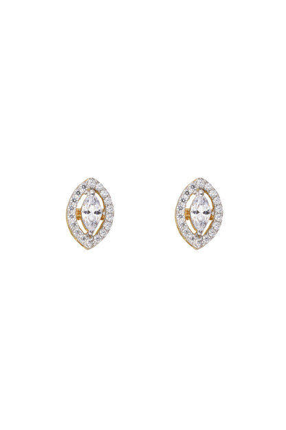 Gold Rhodium Plated Zircon Stud Earrings In Sterling Silver