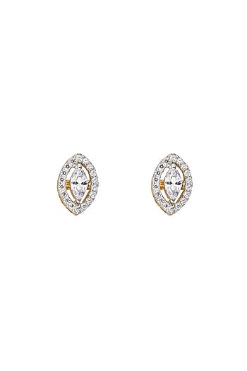 Gold Rhodium Plated Zircon Stud Earrings In Sterling Silver