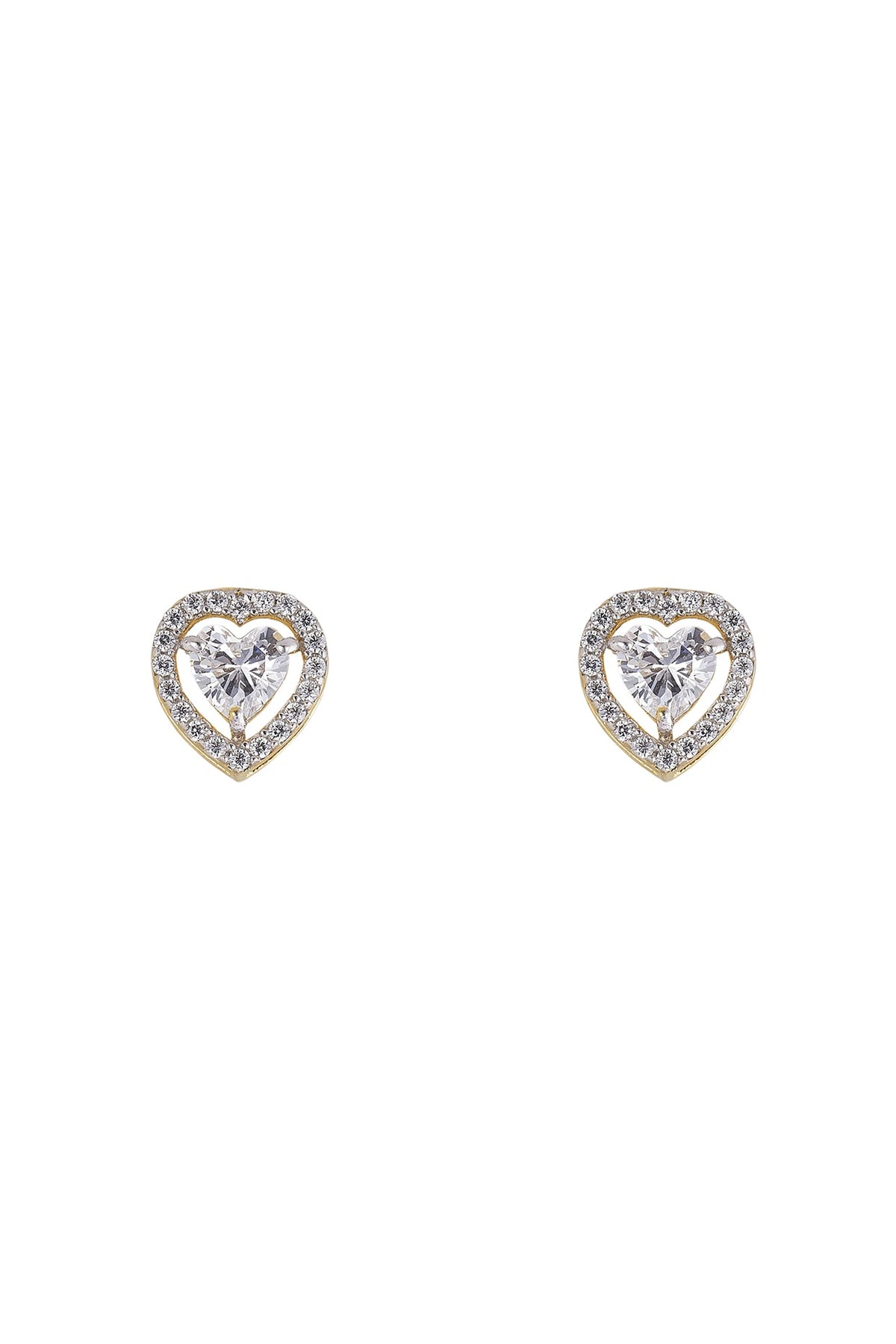 Gold Rhodium Plated Zircon Stud Earrings In Sterling Silver