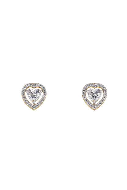 Gold Rhodium Plated Zircon Stud Earrings In Sterling Silver