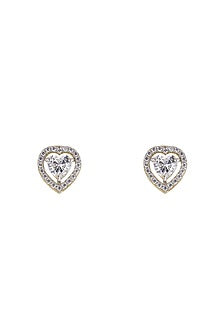 Gold Rhodium Plated Zircon Stud Earrings In Sterling Silver