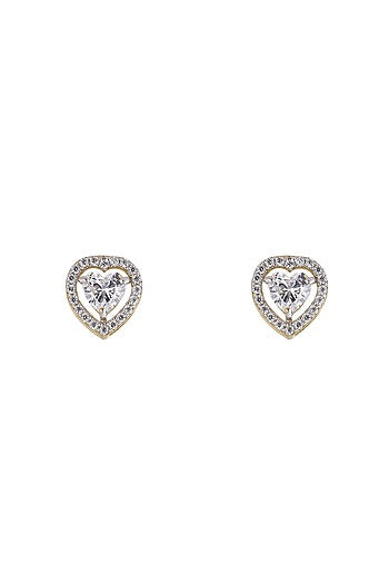 Gold Rhodium Plated Zircon Stud Earrings In Sterling Silver