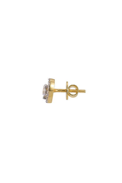 Gold Rhodium Plated Zircon Stud Earrings In Sterling Silver