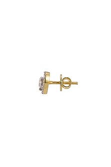 Gold Rhodium Plated Zircon Stud Earrings In Sterling Silver