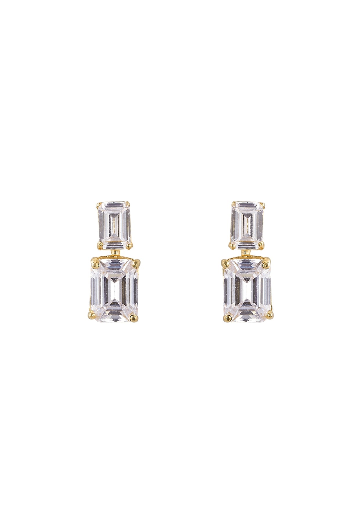 Gold Rhodium Plated Zircon Stud Earrings In Sterling Silver